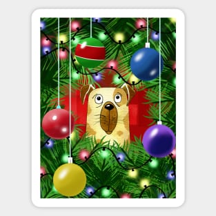 The Dog and the Christmas Tree Magnet